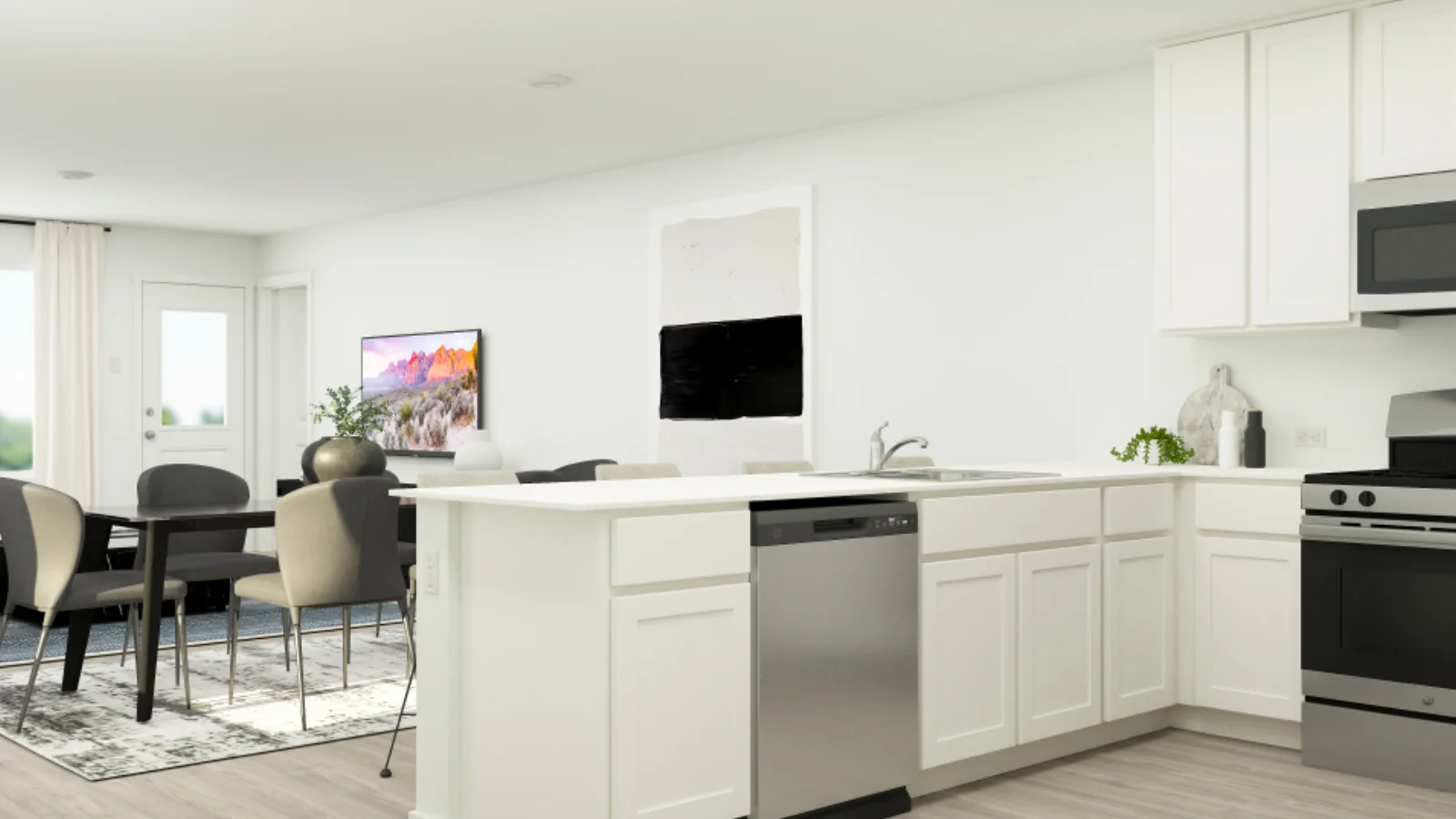 kitchen and dining